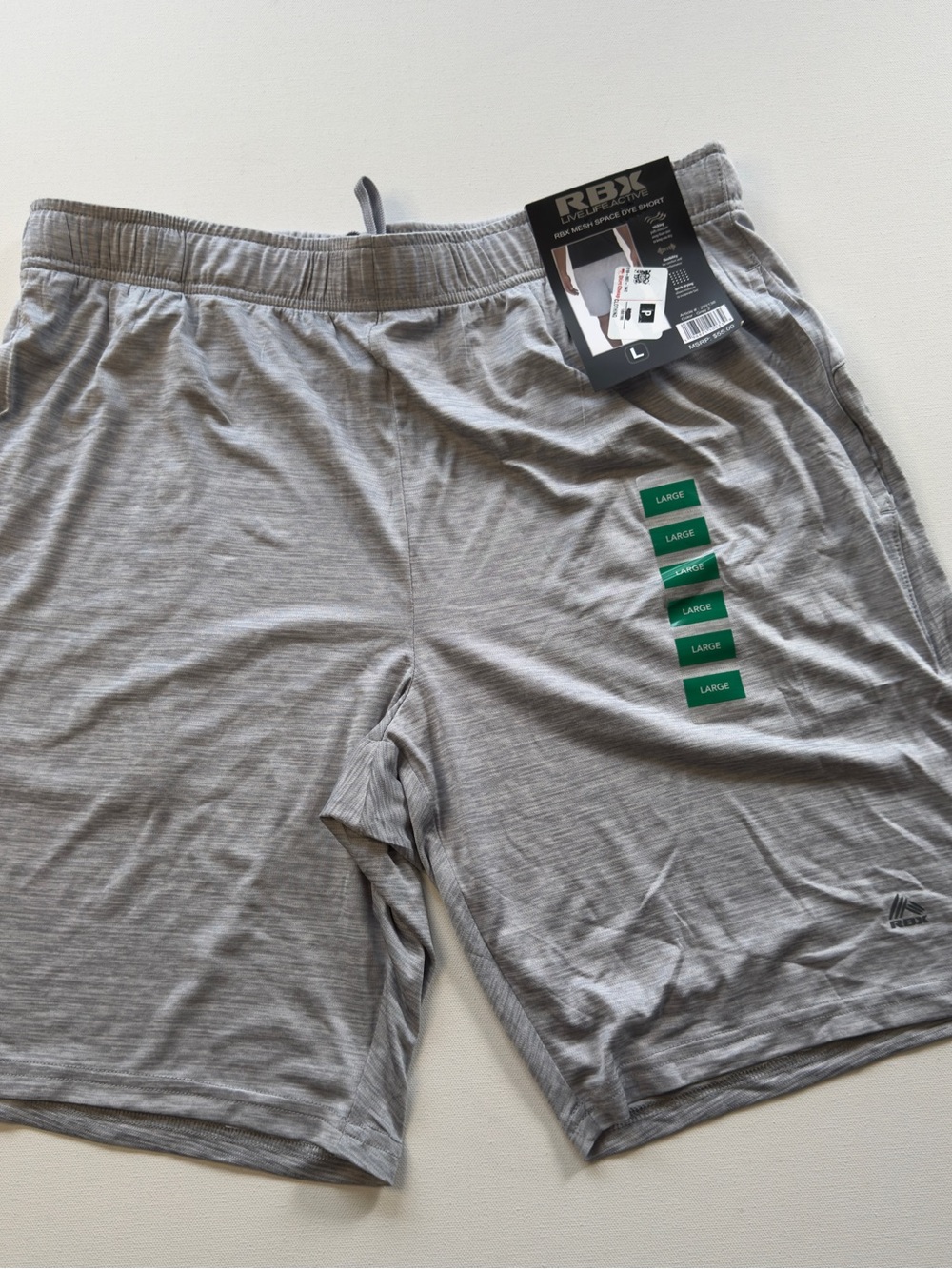 NWT RBX Men's Active Mens 9" Inseam Workout Running Gym Athletic Shorts Size L
